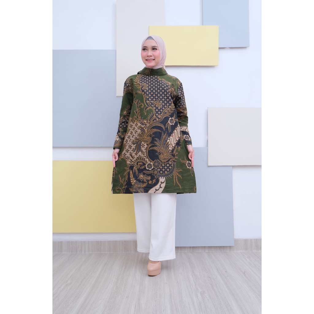 Tunik Batik Wanita Kantor Modern Pekalongan Sragen Solo - 01