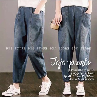 JOJO Pants Jumbo XL / Celana Jeans Wanita Korea Baggy Pants Saku Depan