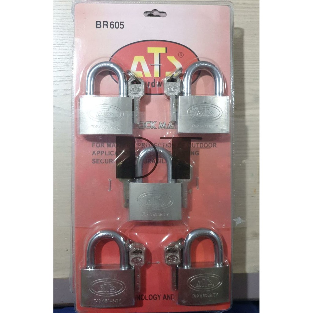 Gembok Putih Master Key ATS uk 60mm isi 5pcs / Iron Padlock 60 mm set 5 pc BR605 Pagar Rumah Toko