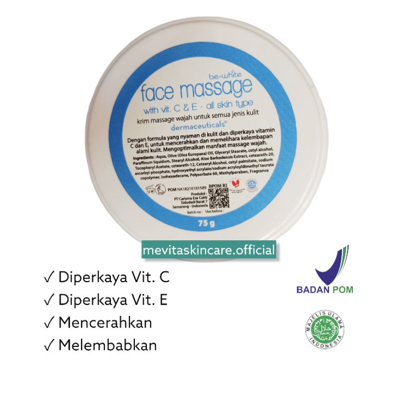 Be-White Krim Face Massage Pencerah Wajah with Vitamin C dan E (75g)