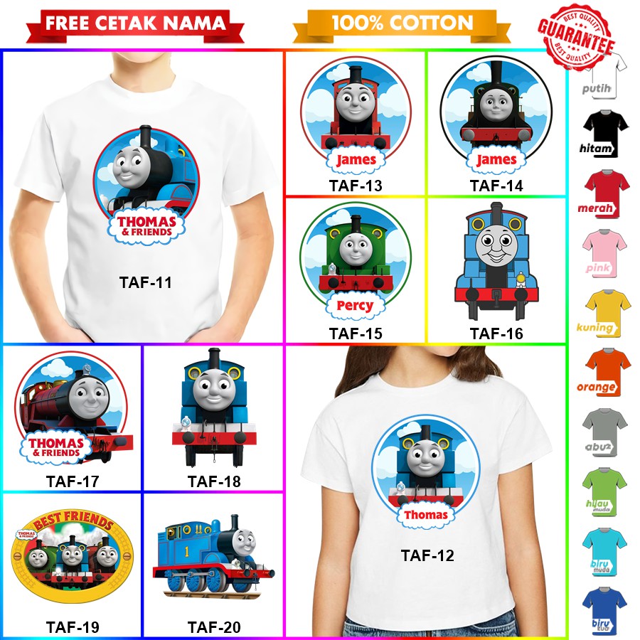 [FREE NAMA!!] Kaos Baju COUPLE  ANAK DAN DEWASA THOMAS AND FRIENDS BANYAK MOTIF