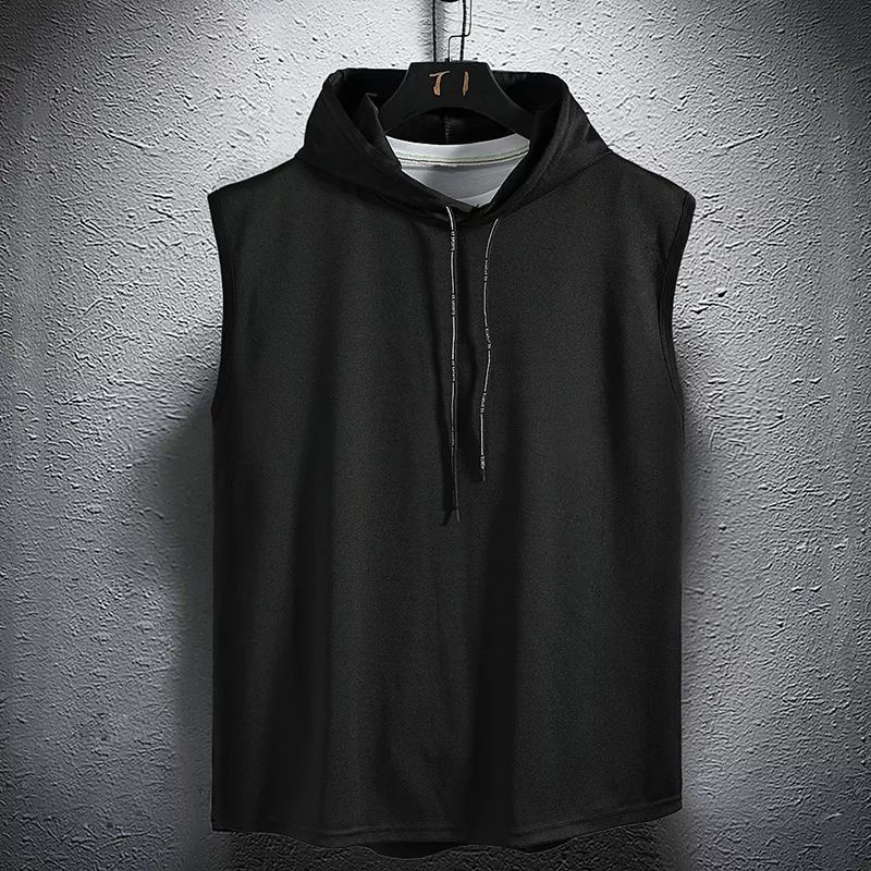 Hoodie Singlet Pria Tanpa Lengan Baju Singlet Polos Tank Top Kaos Sweater Polos Olahraga Casual Gym 