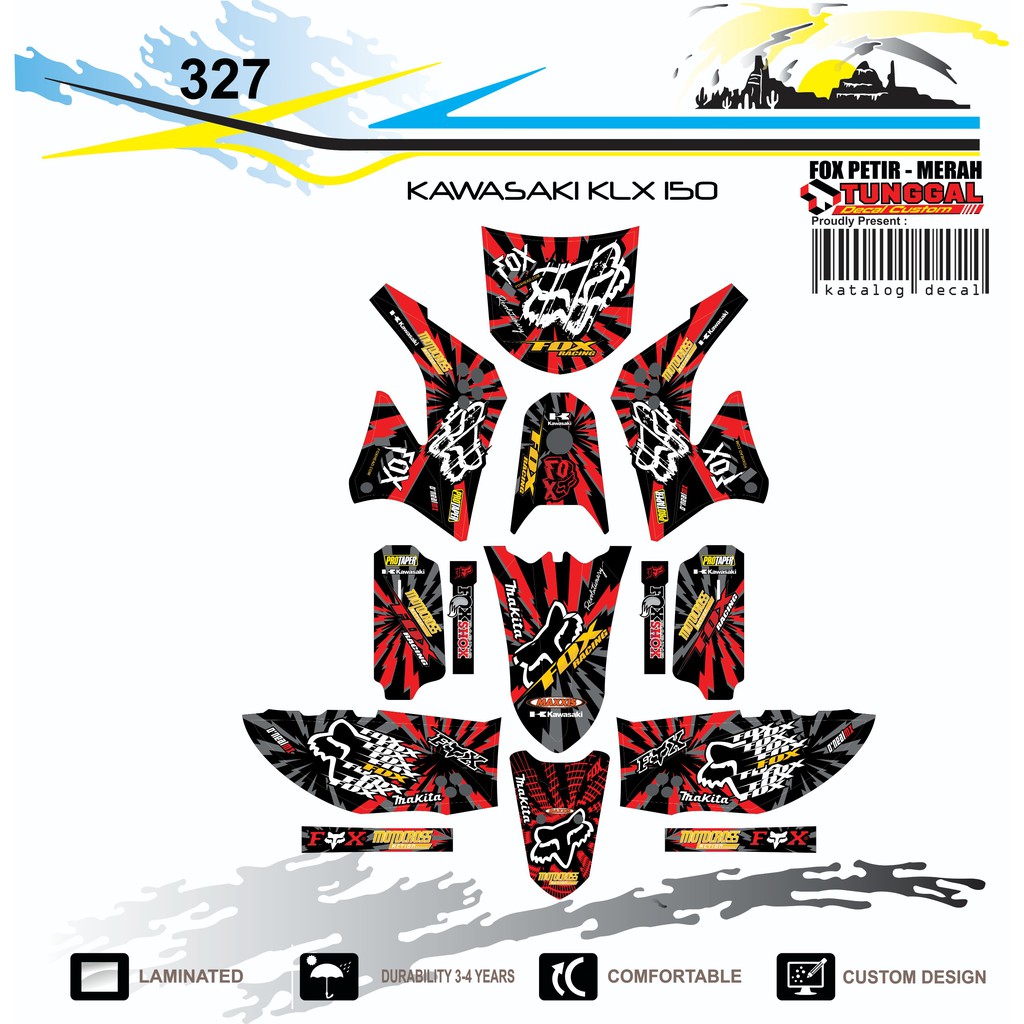 DECAL CUSTOM MOTOR KLX - FOX PETIR