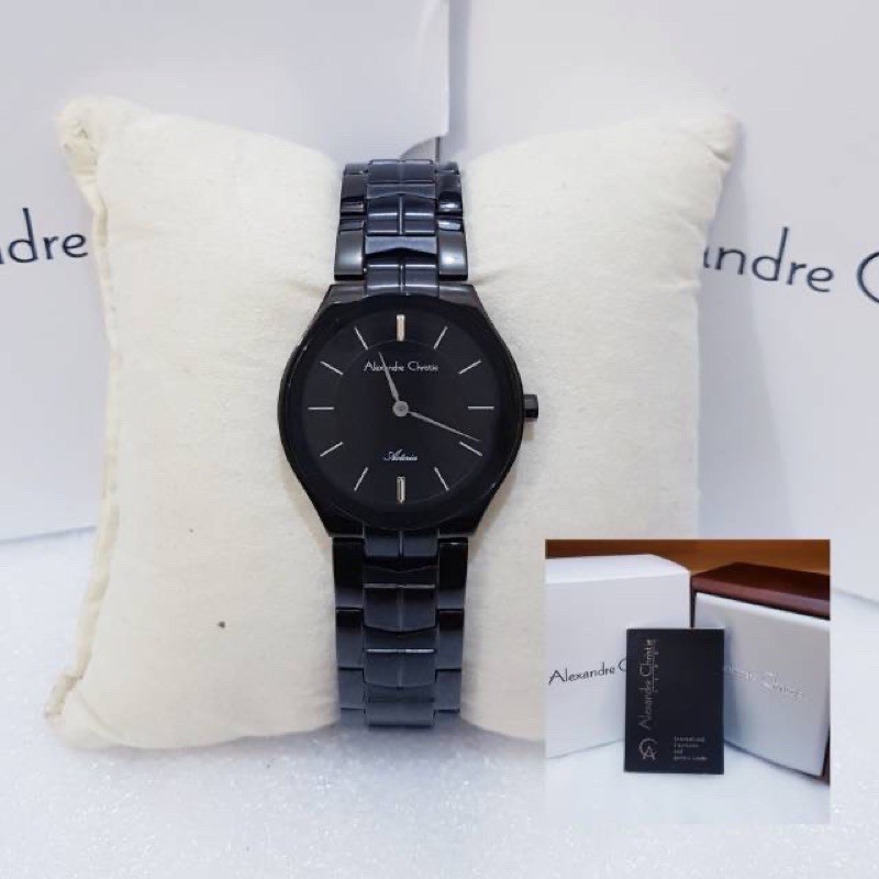 ALEXANDRE CHRISTIE AC 8573 JAM WANITA FULL BLACK ORIGINAL
