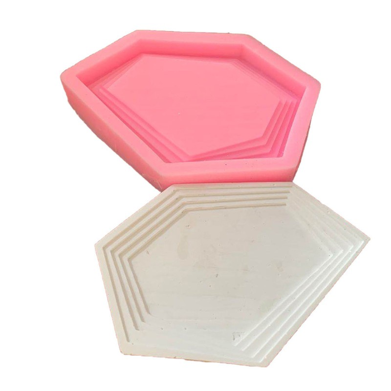 Glitter Irregular Silicone Resin Tray Molds Hexagon Coaster Tray Plate Resin Molds Tools