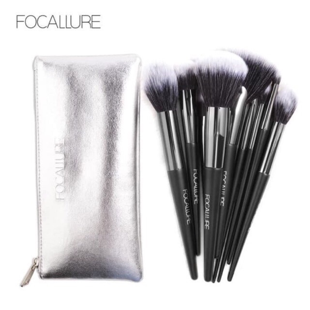 Focallure 10 Pcs Eyeshadow Blending Makeup Brush / Kuas Set + Pouch