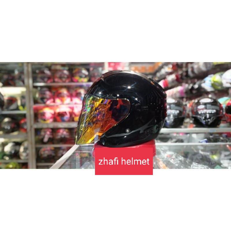 helm kyt kyoto solid paket GANTENG TERMURAH (BISA COD)-Htam glos kc red