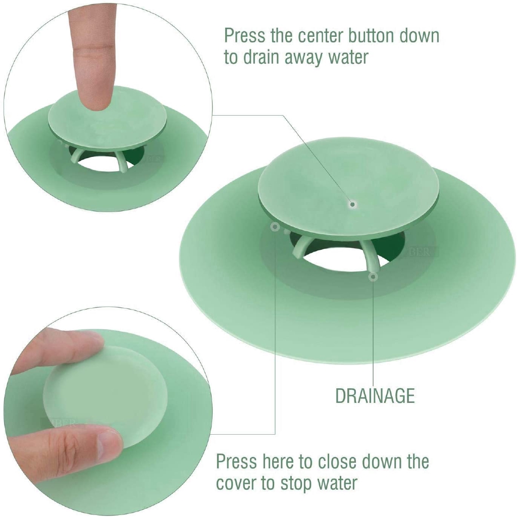 2in1 Drain Stopper/Saringan Penangkap Rambut Bahan Silikon Untuk Lantai Kamar Mandi/Dapur