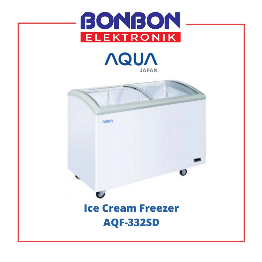 AQUA Sliding Curve Glass Freezer 260L AQF-332SD / AQF 332 SD ICE CREAM