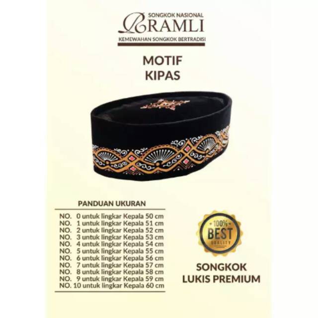 KOPYAH PECI SONGKOK HITAM PREMIUM MOTIF KIPAS