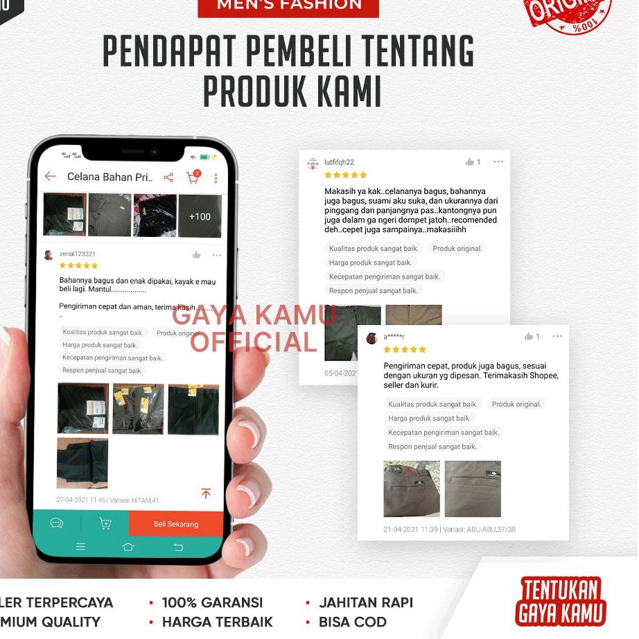 [PRODUK R7Z7A] Celana Hitam Panjang Kantor Kerja Formal Bahan Kain Katun Kondangan Pria Slim Fit Ker