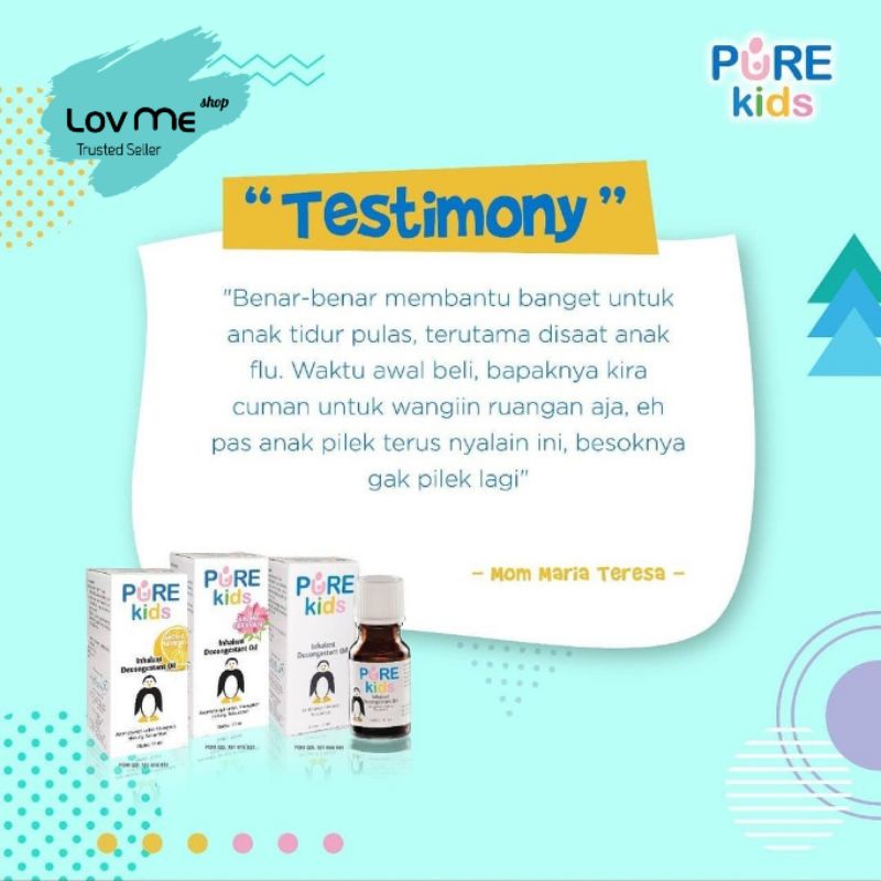 lov me♥️ Pure Baby Kids Inhalant inhaler Decongestant Oil - Diffuser Oil -Pelega hidung tersumbat-Membantu pernafasan - batuk pilek untuk anak