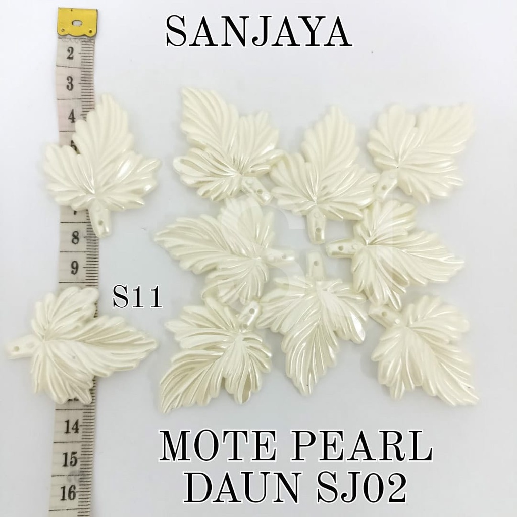 MOTE PEARL / MANIK DAUN AKRILIK / MANIK PEARL DAUN / MOTE PEARL DAUN S11 SJ02