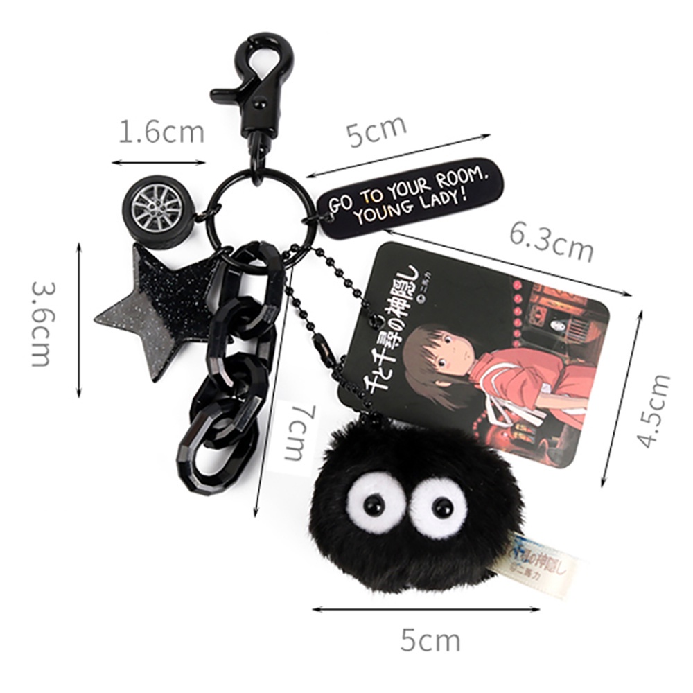 Needway  Ball Elf Anime Keychain Totoro Cosplay Keyring Mobile Phone Case Pendant Black Coal Ball Cute Spirited Away Hayao Miyazaki Keychain Trinket