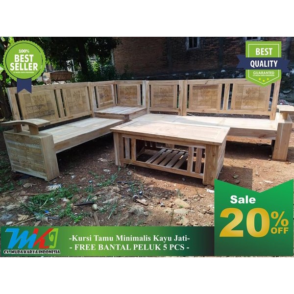 kursi ruang tamu 1set kayu jati asli