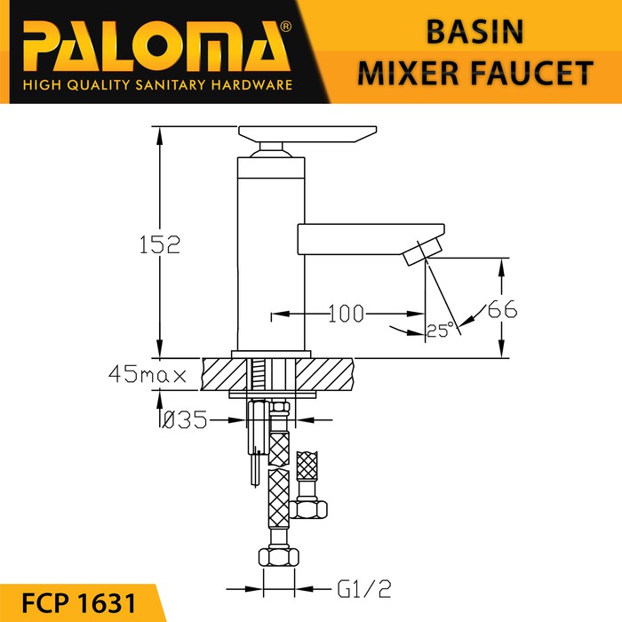 PALOMA FCP 1631 Keran Mixer Wastafel Cuci Tangan Panas Dingin Kran Air