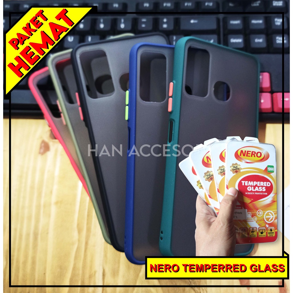 (PAKET HEMAT) Case Fuze Dove + Temperred Glass Infinix Hot 8/Hot 9/Hot 9 Play/Note 7/Note 7 Lite Hardcase / Matte Colour / Case Candy