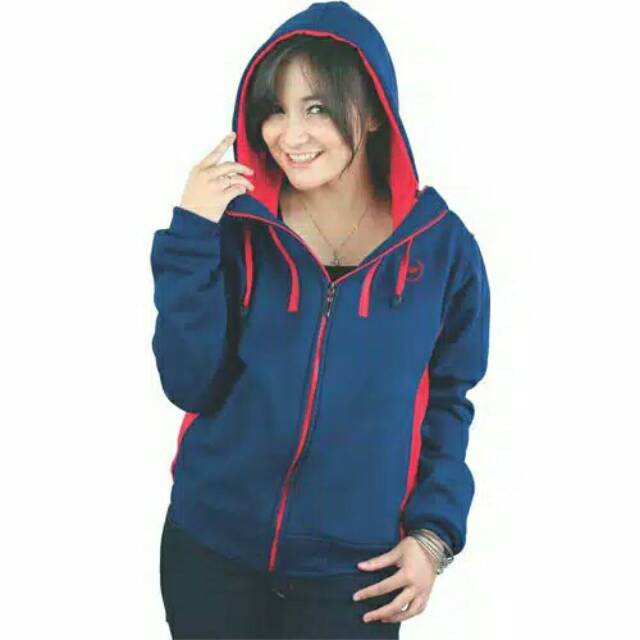 Jaket Wanita Polos Hoodie Zipper NAVY Misty Tua Shopee 