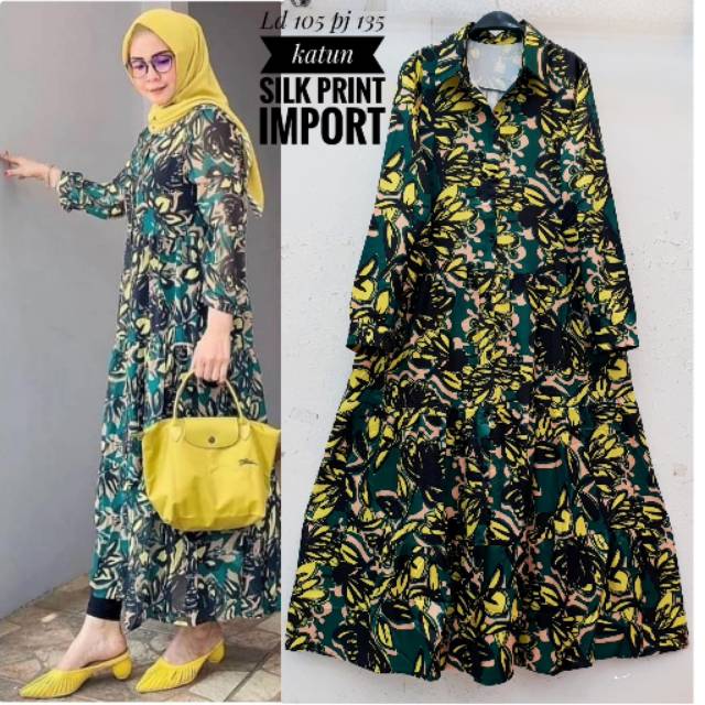 Gamis silk print import