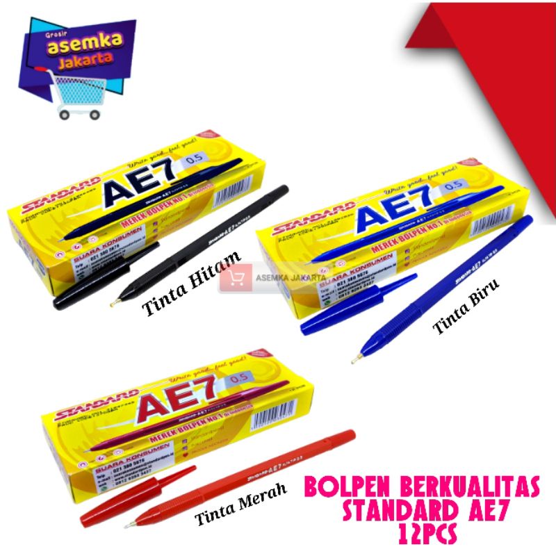 Bolpen pulpen standard AE7 Pena Bolpoin AE-7 0,5mm  (12pcs)