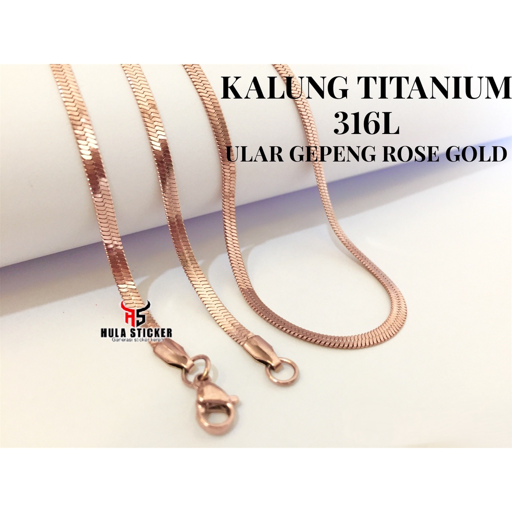 Kalung Titanium Ular Pipih Import 316L Stainless Anti Karat Pria Wanita - Kalung Rantai Pendant [GROSIR dan ECER]