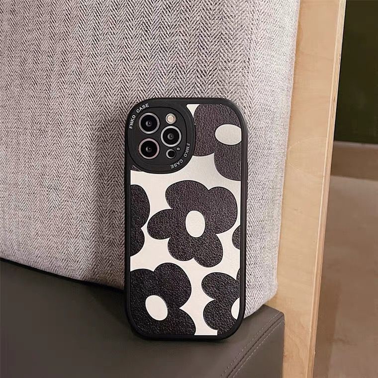 [TPC] Phone Case IPHONE 6 6S 7 8 PLUS X XS MAX XR 11 12 13 14 MINI PRO MAX BLACK FLOWER Casing Korean Cute IP025