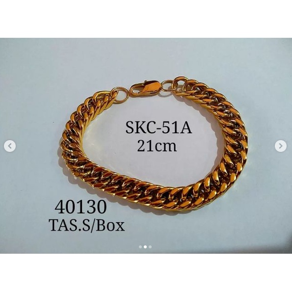 GROSIR GELANG RANTAI STAINLESS STEEL GOLD (3 BUAH)