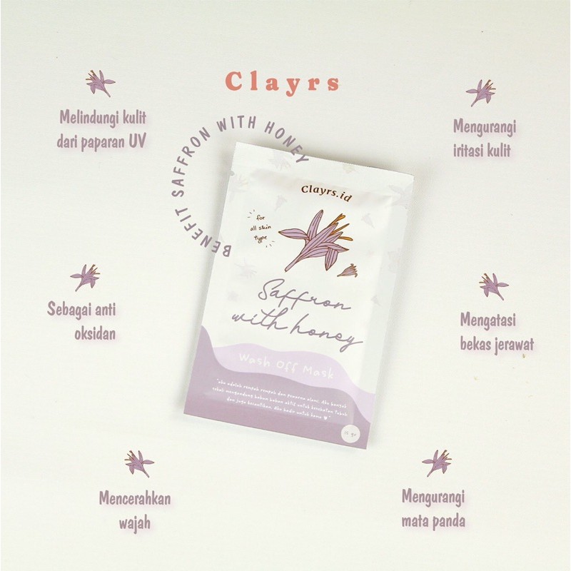 MASKER ORGANIK MUGWORT &amp; SAFFRON with HONEY by Clayrs.id