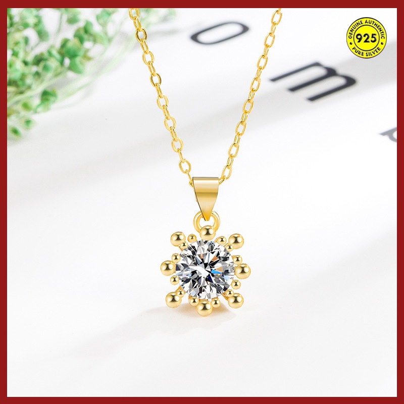 Kalung Zircon Lapis Silver S925 18K Bentuk Bulat Untuk Wanita