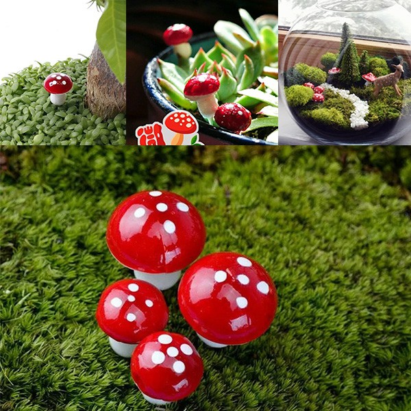 10pcs Jamur Miniatur Ornamen Bonsai Plastik Artifisial / Terarrium / Dioarama - MNOB01