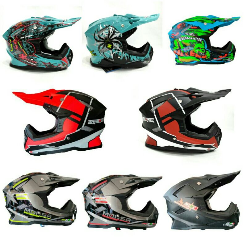 Helm Cross Monsa Solid dan Motif Trail Adventure Terlaris