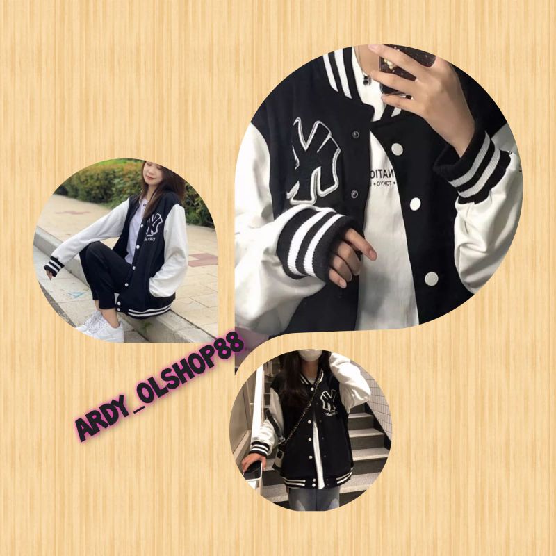 BASEBALL NY BORDIR BOMBER JACKET VARISTY-JAKET WANITA