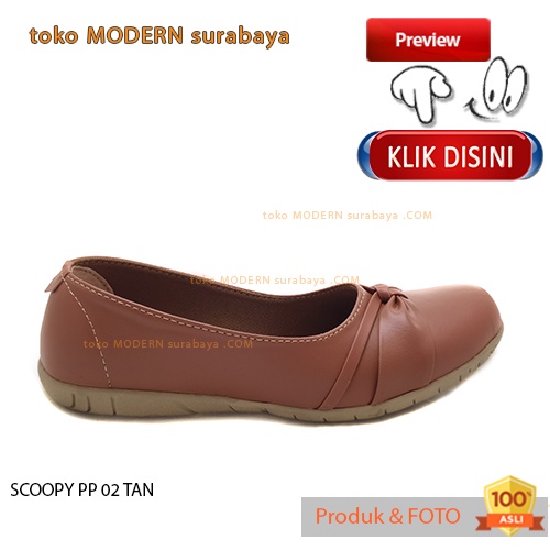 Sepatu wanita casual kerja sekolah slip on flat SCOOPY PP 02 TAN