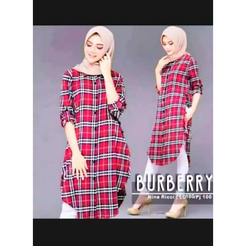 Tunik Kotak Burberry/ Tunik Terbaru Bisa COD (Bayar Ditempat)