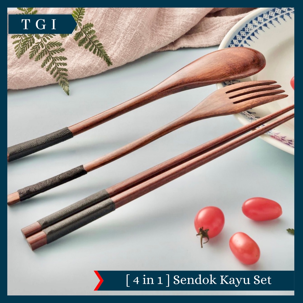 TGI - SET PERALATAN MAKAN SUMPIT KAYU KOREA SET PERALATAN MAKAN KAYU SUMPIT KAYU SENDOK KAYU