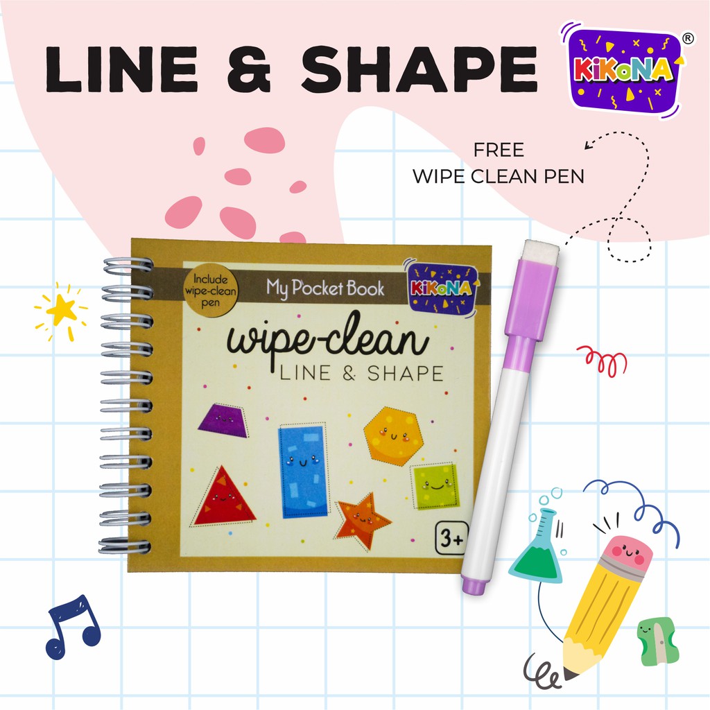 

My Pocket Book Wipe Clean - Line & Shape - Kikona Books - Buku Saku