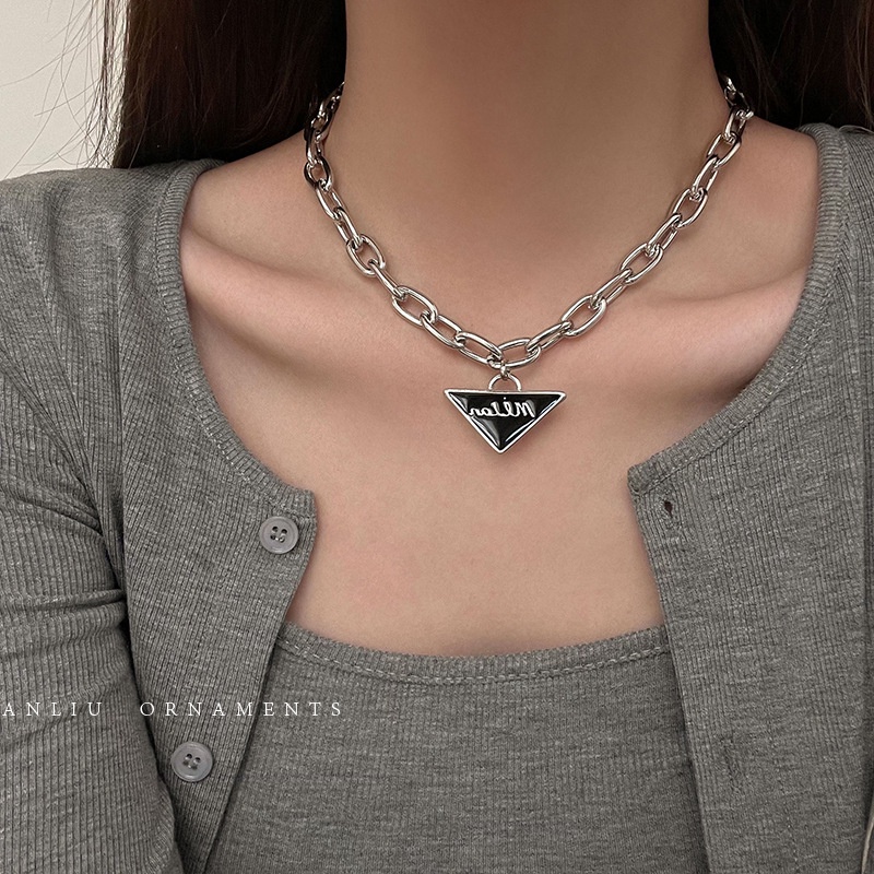 Candy Jewelry Fashion Game Necklace Black Triangle Letter Pendant Necklaces Punk Choker for Women