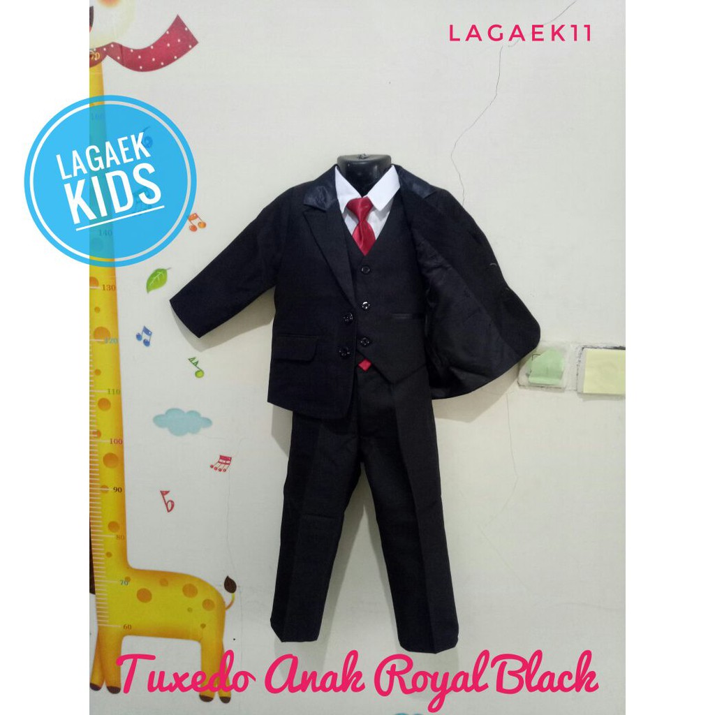 Setelan Jas Pesta Anak Laki Usia 1 2 Tahun HITAM PREMIUM 8in1 Dasi Panjang LENGKAP Tuxedo