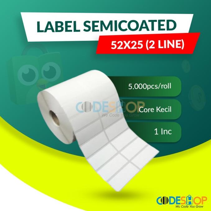 

%$%$%$%$] Label Printer Barcode 52X25MM - 52X25 MM - 2 Line Semicoated Isi 5000