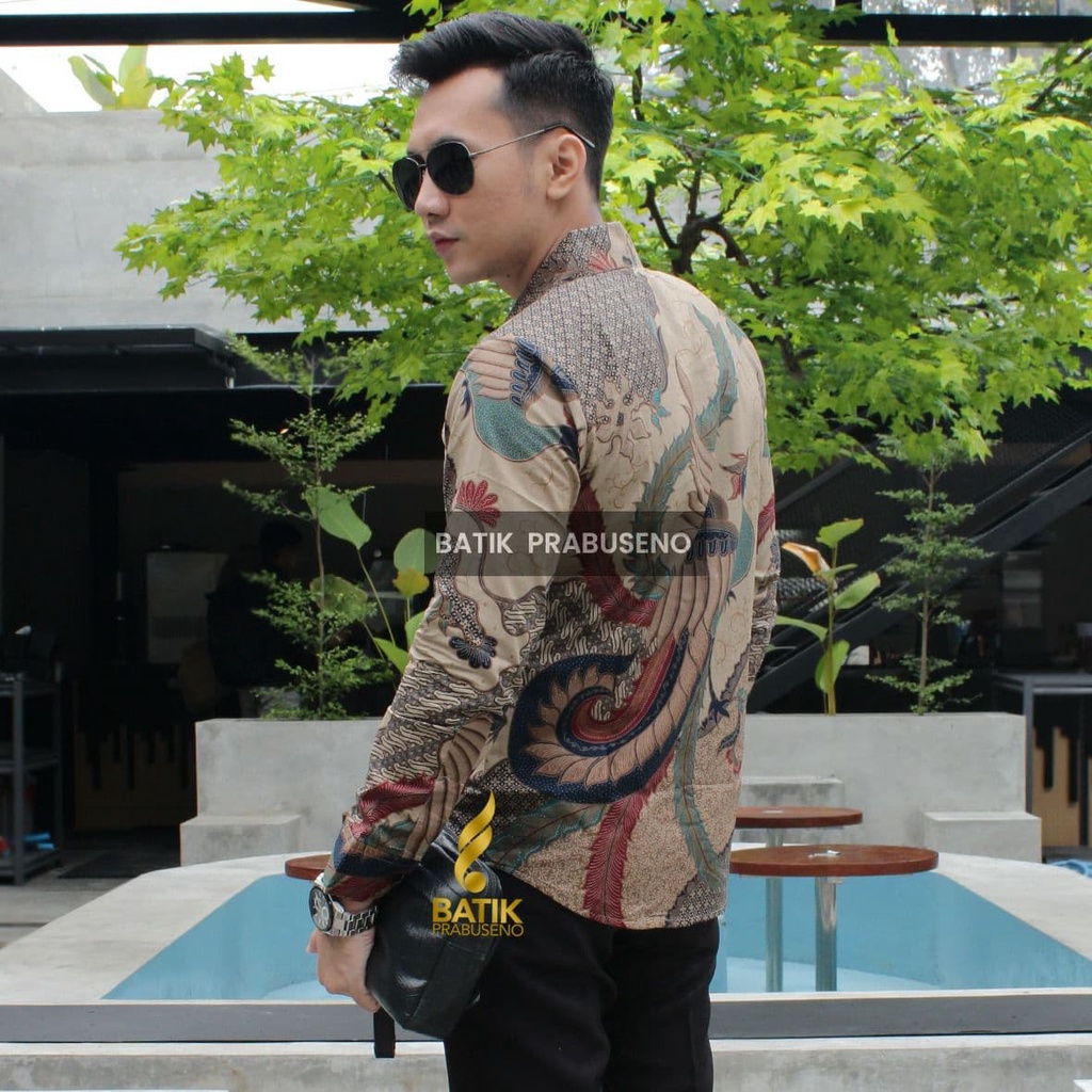 PRADIPTA Kemeja Batik Pria Lengan Panjang Slim Fit  Full Furing Jumbo Modern Premium Hem Atasan Cowok Anak Muda Dewasa Mewah Bahan Katun Printing Tangan Halus Tebal Seragam Kerja Casual Kantor Terbaru 2021 Solo Jakarta COD Formal XXL