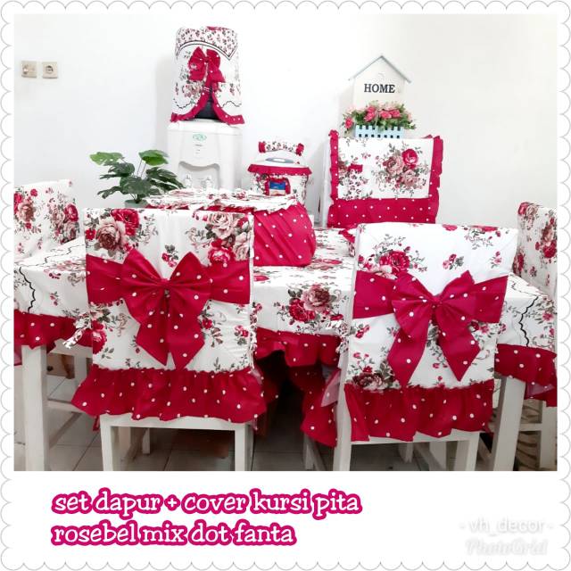 Kitchen set + 6 sarung kursi makan