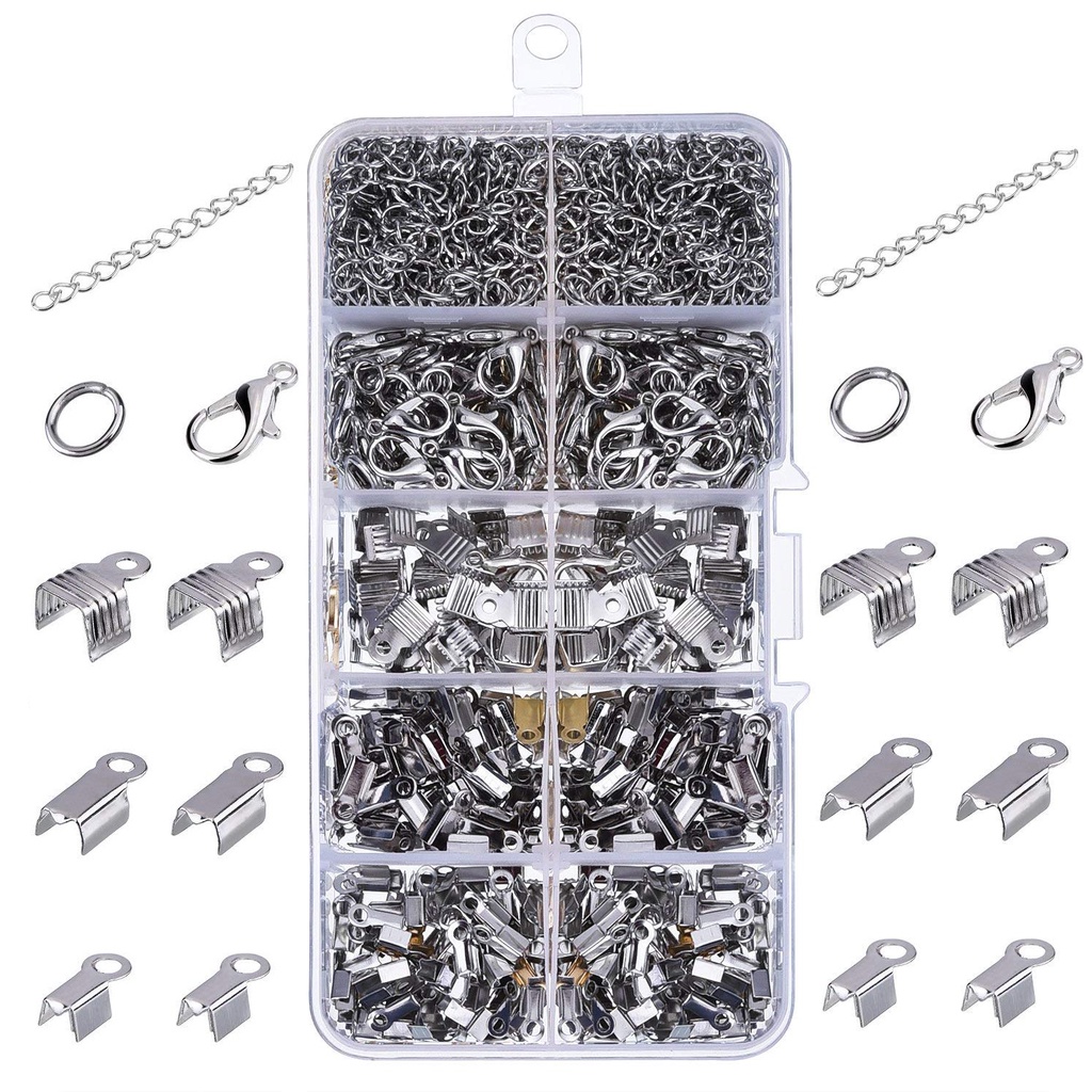 1000pcs Perhiasan Pembuatan Starter Kit Set Kalung Gelang Anting Temuan Perhiasan Kerajinan Tangan-Internasional