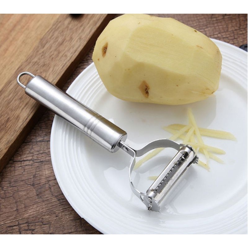 Pisau Kupas Stainless Pisau Buah Anti Karat 2in1 Kupas Buah Parut / Peeler