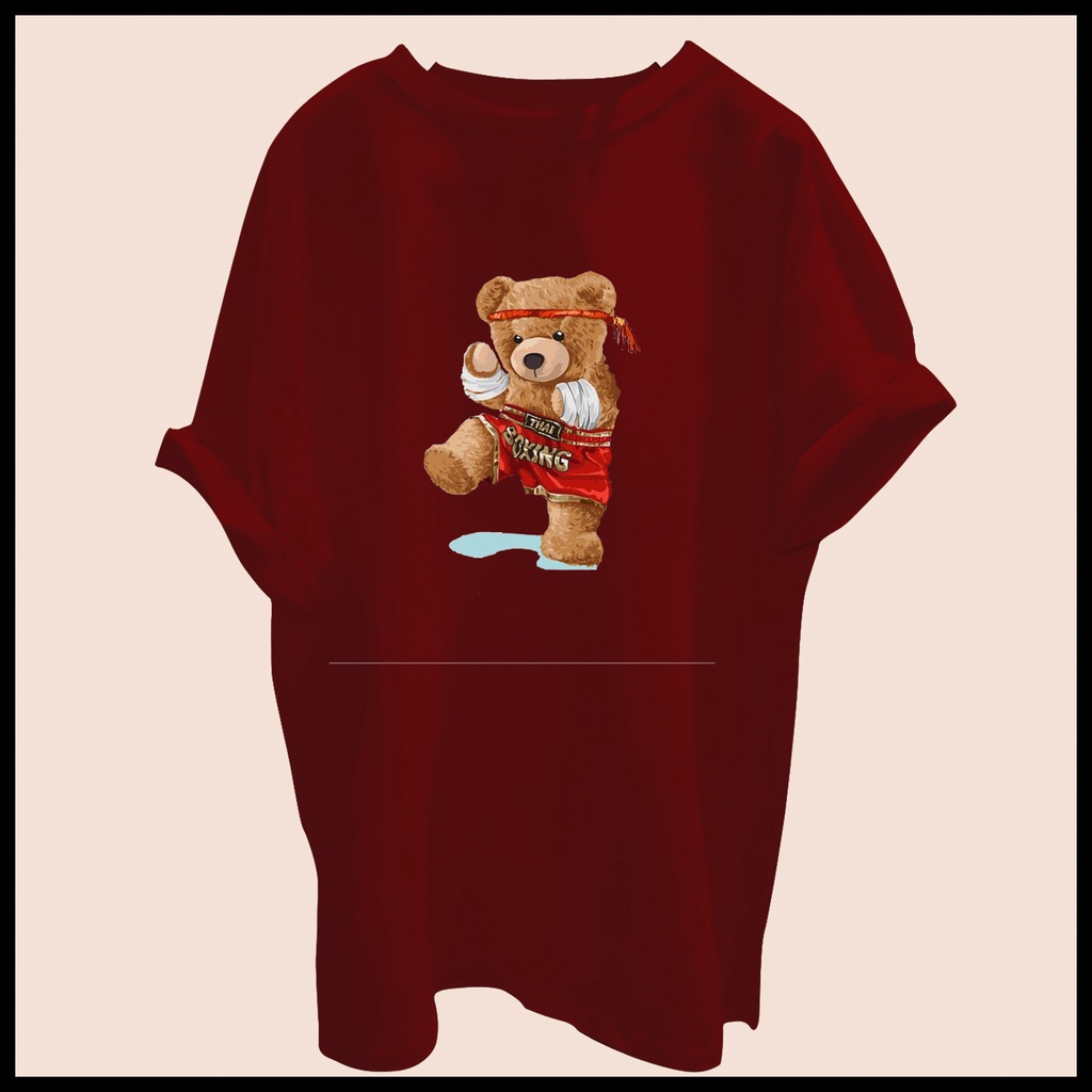 CALVIERO SHOP - BAJU KAOS ATASAN WANITA BEAR BOXING PRINT