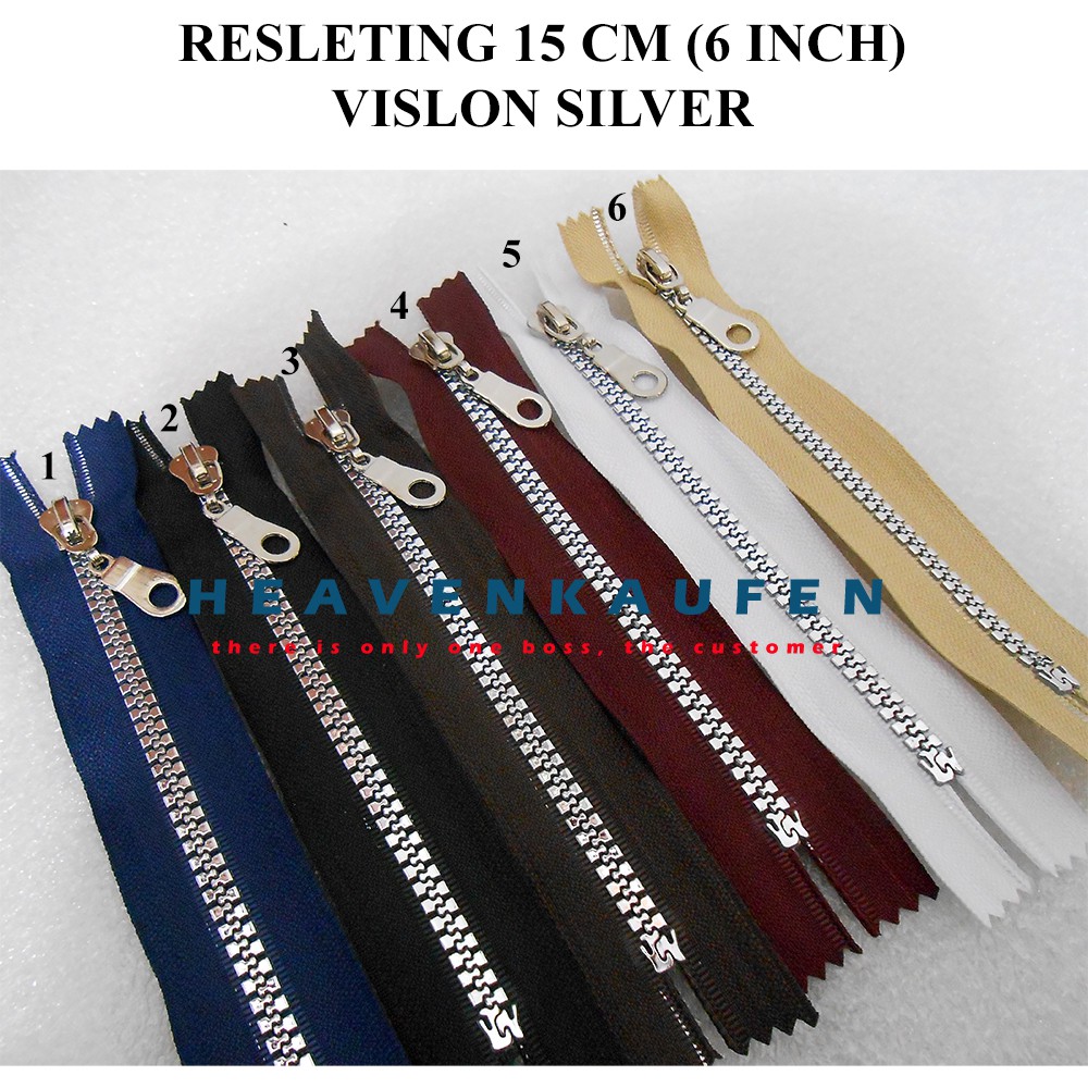 Resleting Zipper Sleting Retsleting 15 cm (6 inch) Vislon Silver