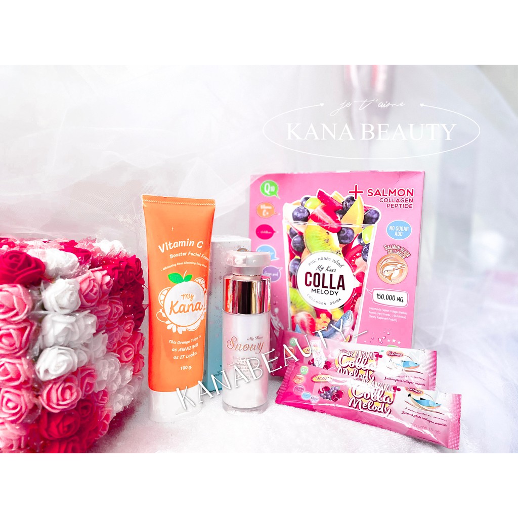 PAKET G (MYKANA VITAMIN C FACIAL FOAM + SNOWY + COLLA MELODY BY MY KANA)