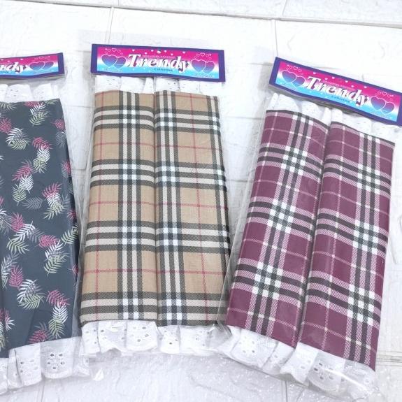 ☻ kain sarung cover pegangan pintu kulkas - Navy Daun ☇