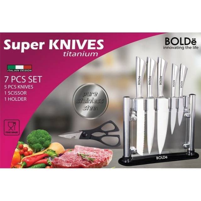 BOLDe Pisau Set Titanium Stainless Steel 7 Pcs - Super Knives