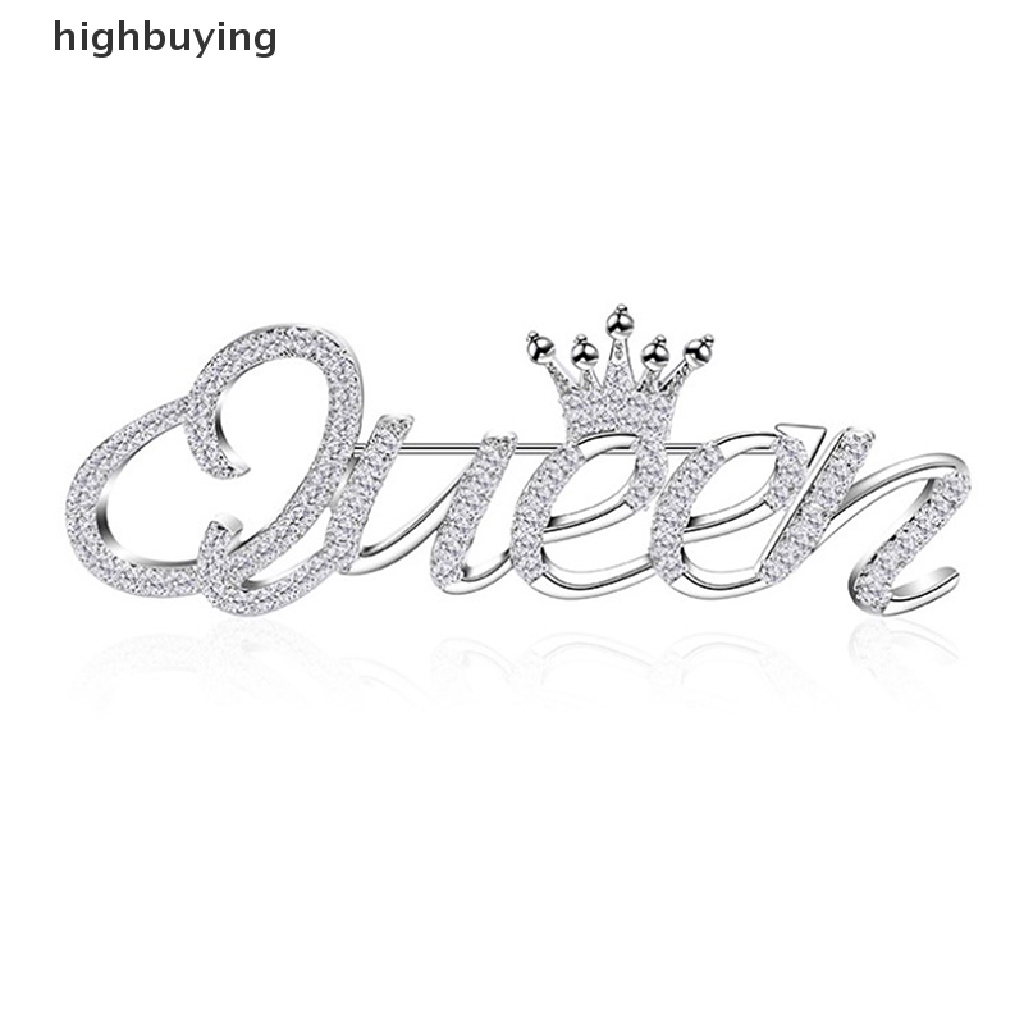 Hbid Bros Pin Desain Huruf Queen Hias Kristal Untuk Aksesoris Cardigan Wanita