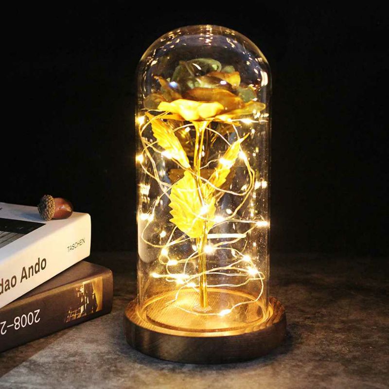 Bunga Mawar Lampu LED Dekorasi Beauty and The Beast Rose